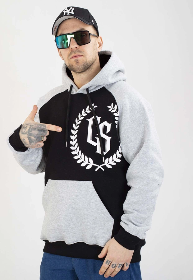 Bluza Ciemna Strefa Z Kapturem CS Reglan czarno szara