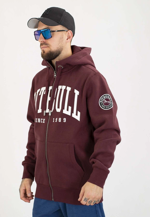 Bluza Pit Bull Z Kapturem ZIP Norton dark burgundy