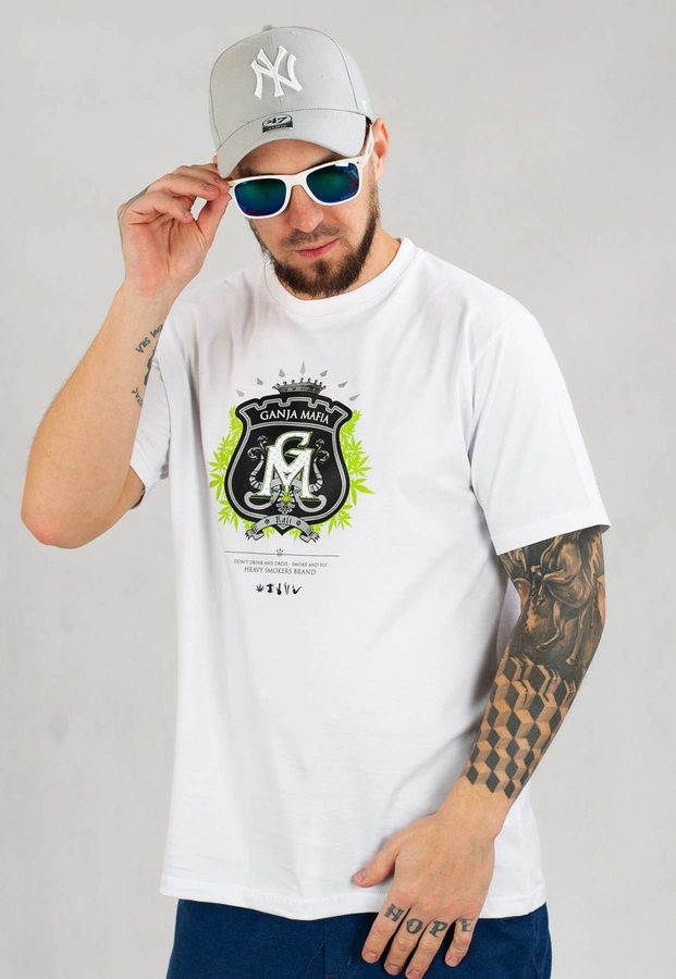 T-shirt Ganja Mafia Herb biały