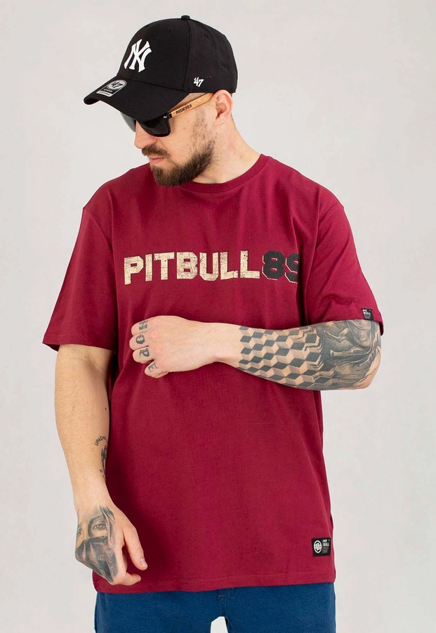 T-shirt Pit Bull Dog 89 bordowy