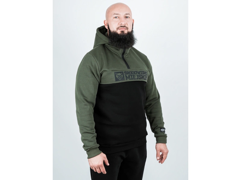 Bluza Środowisko Miejskie Z Kapturem Essential Bear khaki czarna