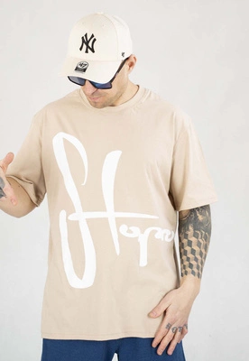 T-shirt Stoprocent Frontback White Tag beżowy