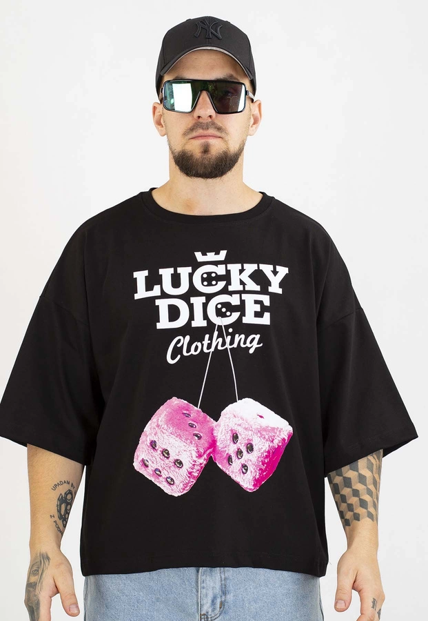 T-shirt Lucky Dice Boxy Front Truck czarno różowy