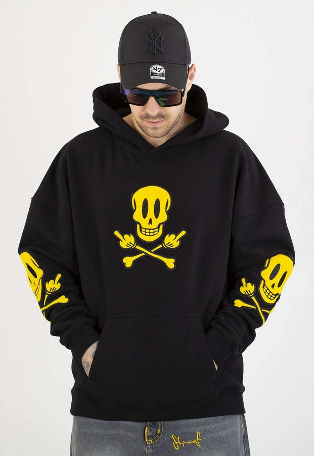 Bluza Stoprocent Z Kapturem Czacha Żółta czarna