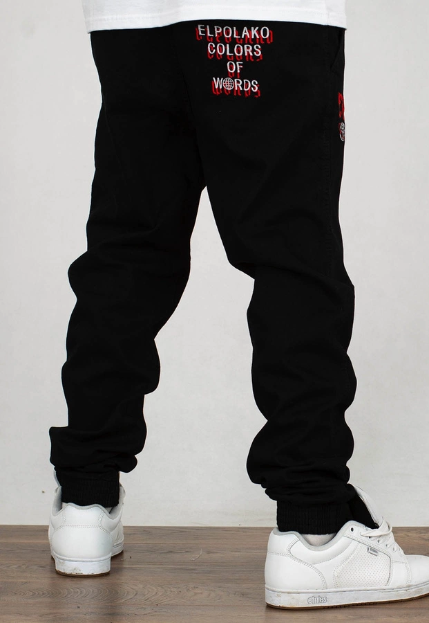 Spodnie El Polako Joggery Slim Jeans z Gumą Ep Cow czarny jeans