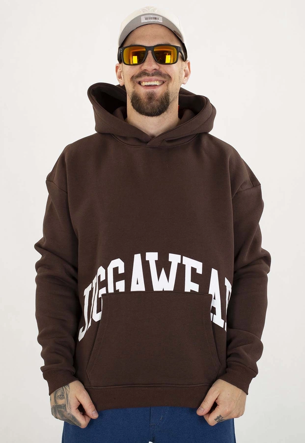 Bluza Jigga Wear Z Kapturem Baggy College brązowa