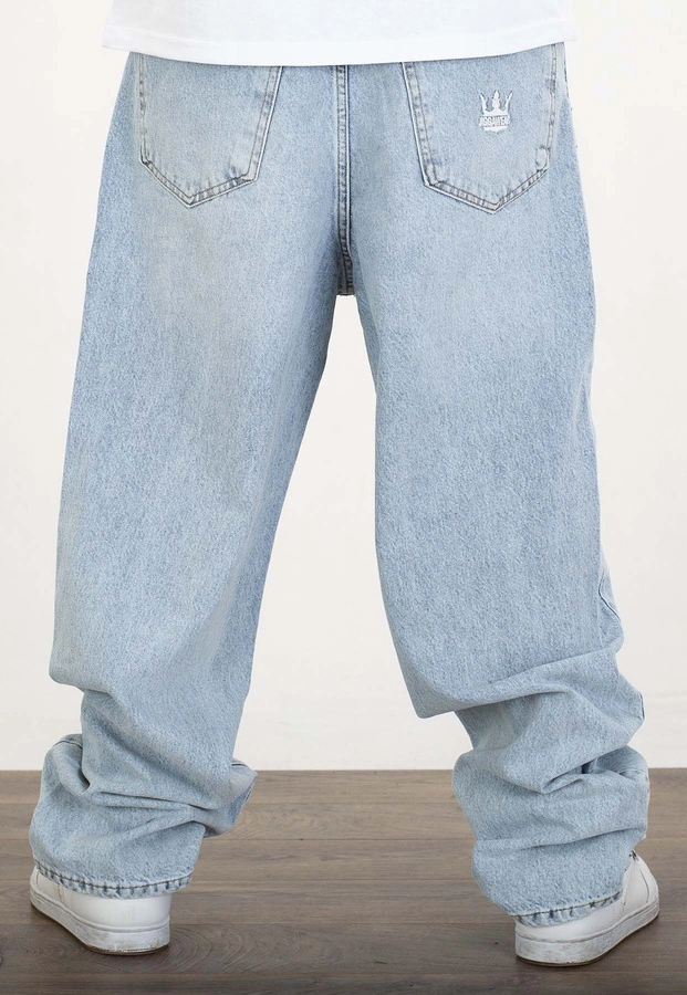 Spodnie Jigga Wear Baggy Jeans Crown Destroyed Light Blue
