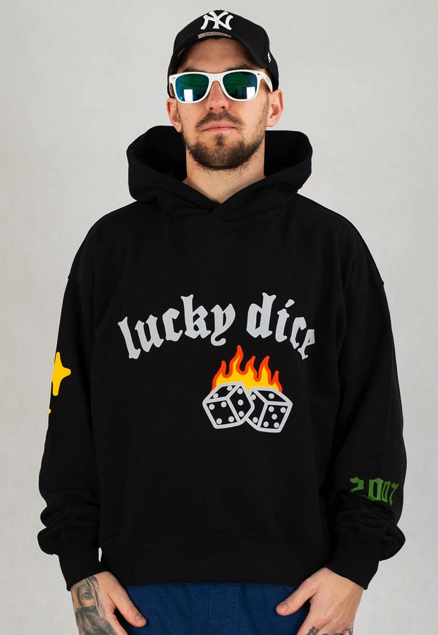 Bluza Lucky Dice Z Kapturem Bent Logo Color czarna