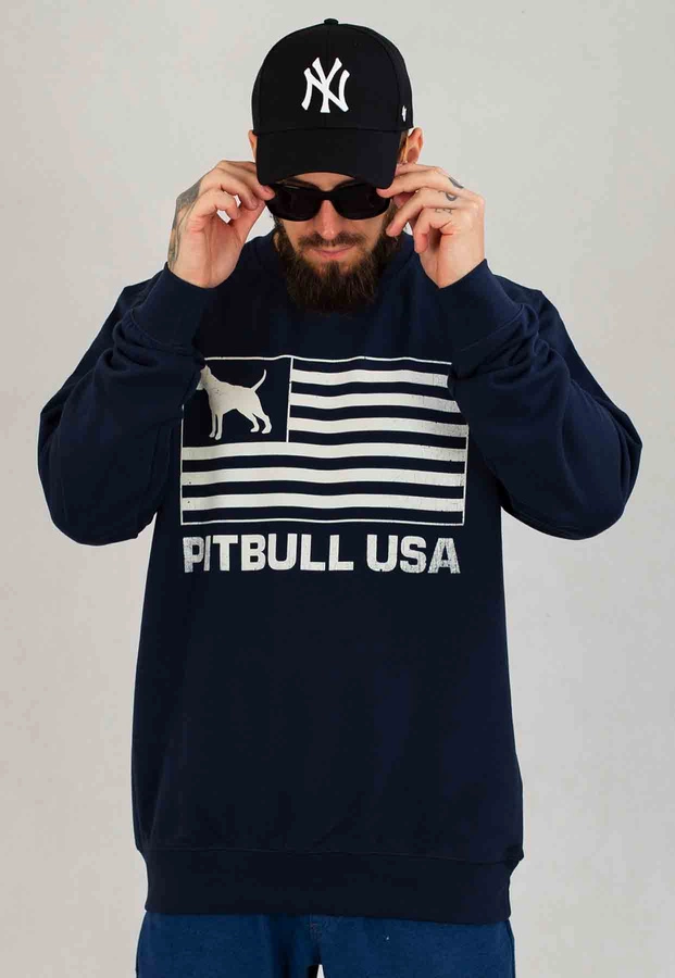 Bluza Pit Bull Bez Kaptura Terry Pitbull USA granatowa