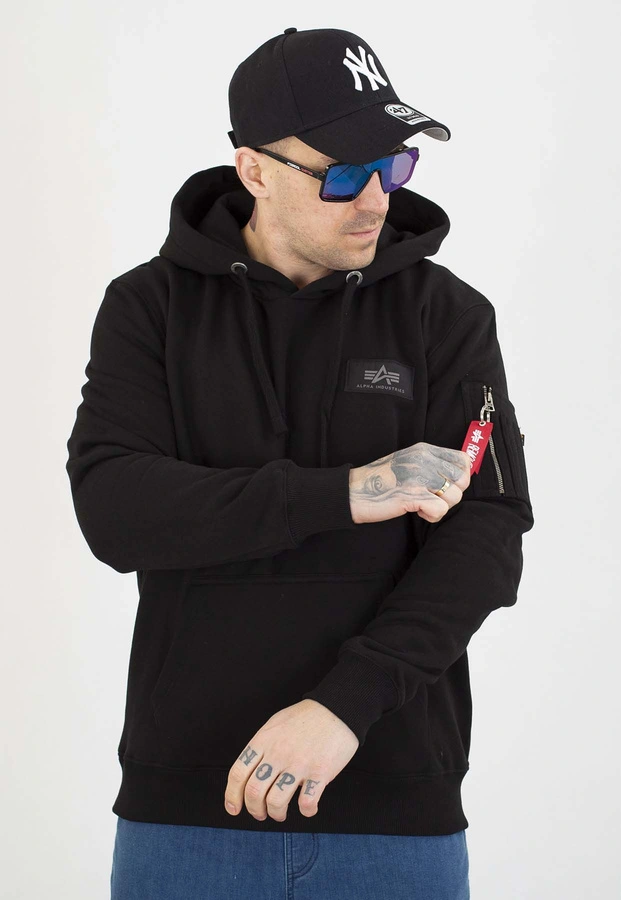 Bluza Alpha Industries Z Kapturem Back Print 178318 czarna