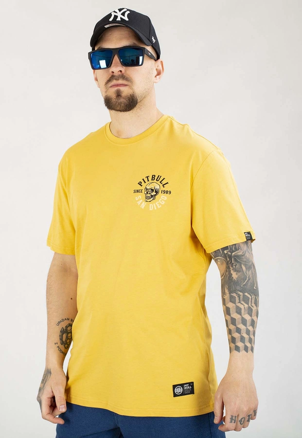 T-shirt Pit Bull Skull Surf 170 pale yellow