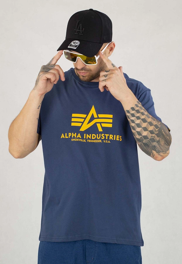 T-shirt Alpha Industries Basic 100501 niebiesko żółty 