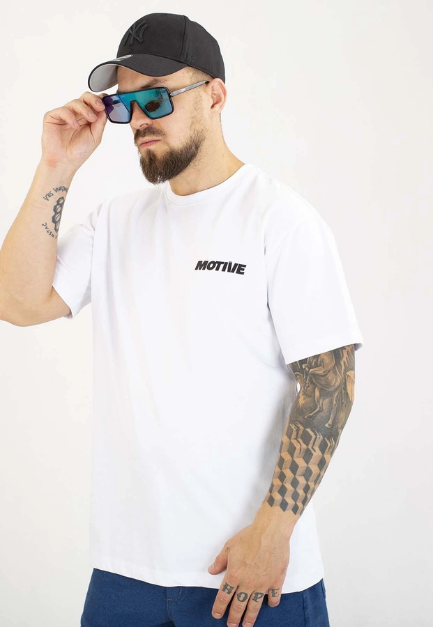 T-shirt Motive Go Back biały