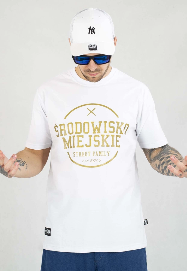 T-shirt Środowisko Miejskie Theme biało złoty