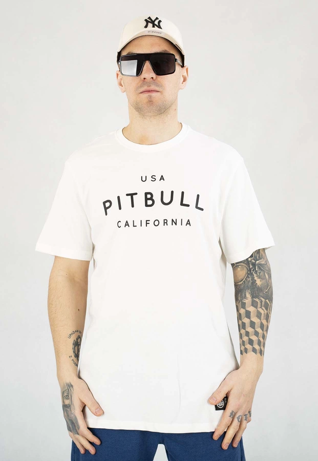 T-shirt Pit Bull Garment Washed USA Cal biały