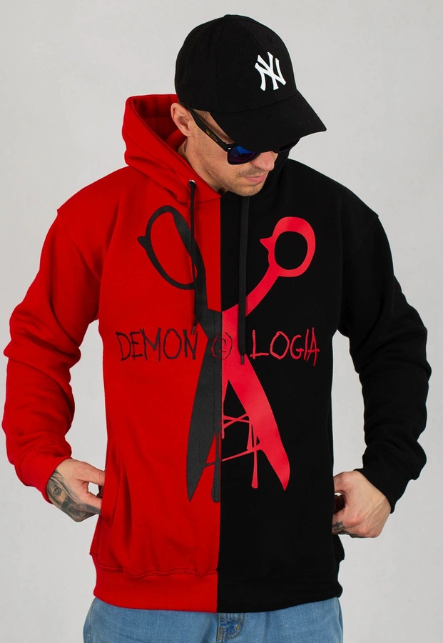Bluza Demonologia Z Kapturem Nożyczki Two Tone czarno czerwona