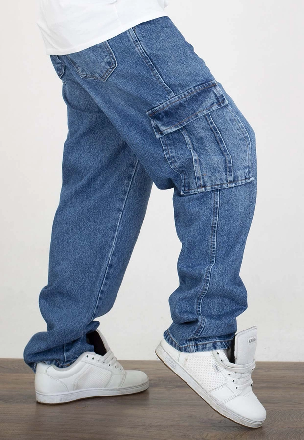 Spodnie I8 Denim BAG104 Baggy Cargo medium blue