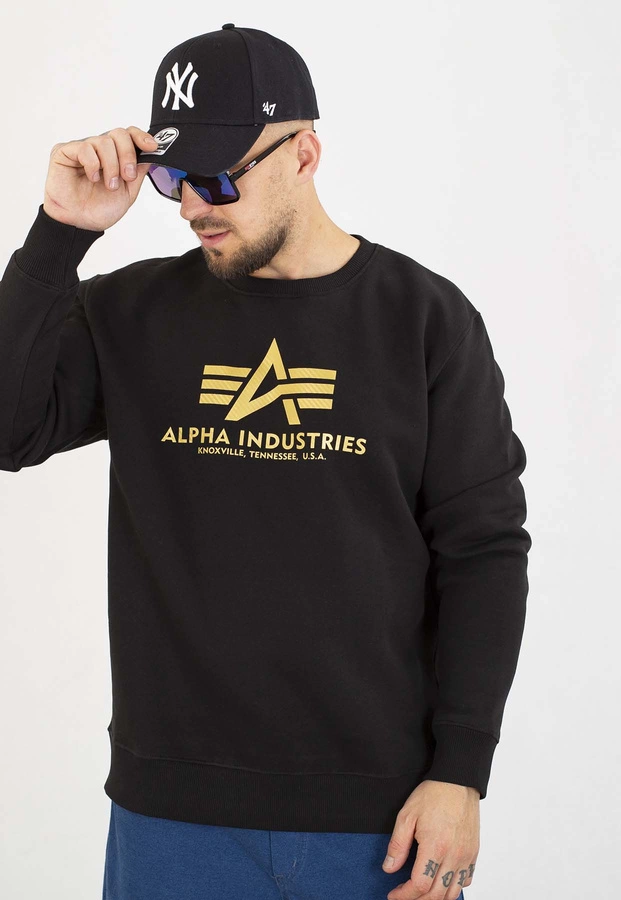 Bluza Alpha Industries Bez Kaptura Basic Carbon 146311 czarno złota