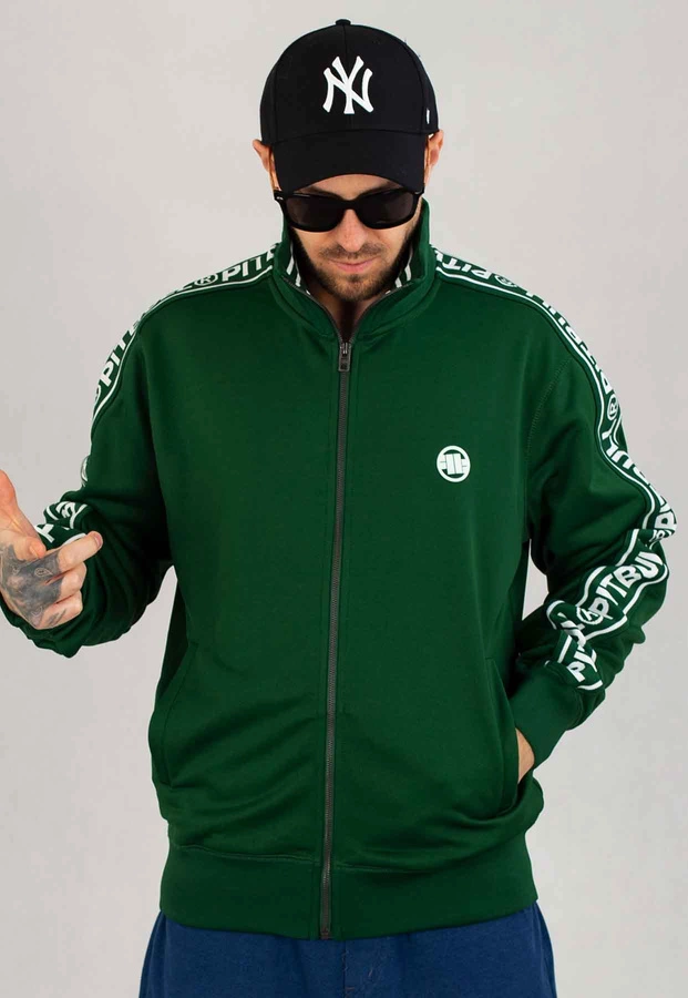 Bluza Pit Bull Bez Kaptura Zip Tape Logo zielona