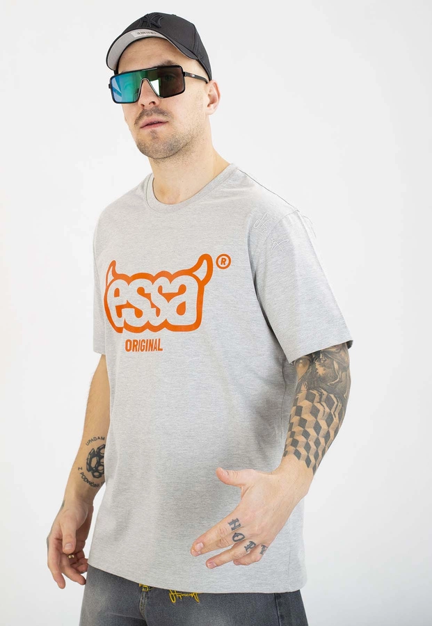T-shirt Stoprocent Essa szaro pomarańczowy