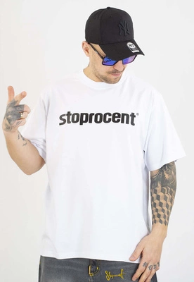 T-shirt Stoprocent Classic Logo biały