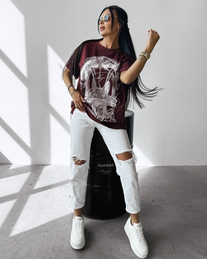 T-Shirt Olavoga Mara bordowy