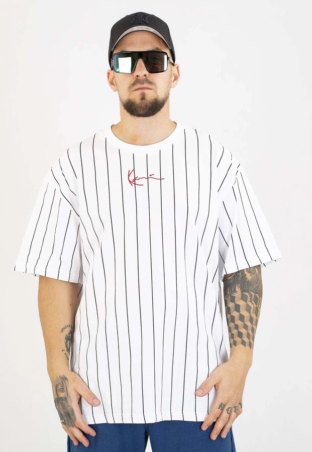 T-shirt Karl Kani KK Small Signature pinstripe 6030152 biały