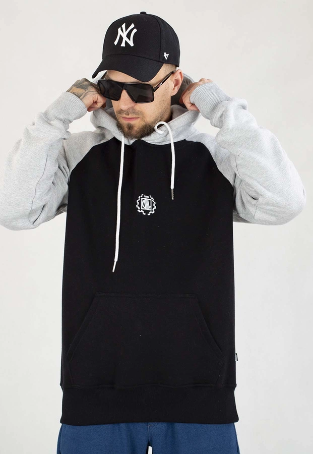 Bluza Diil Z Kapturem Reglan czarno szara