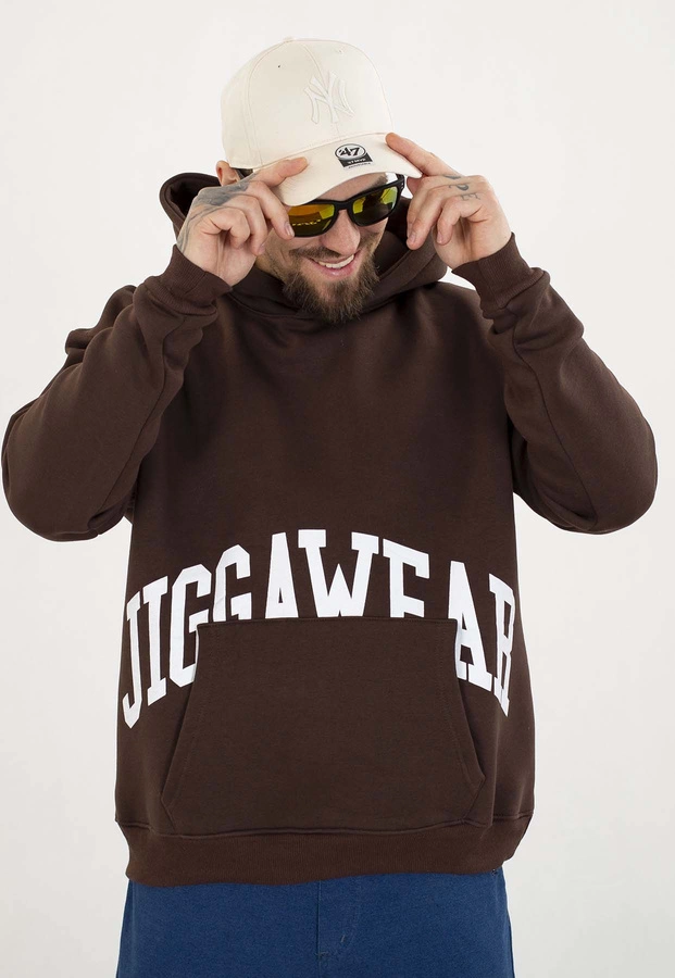 Bluza Jigga Wear Z Kapturem Baggy College brązowa