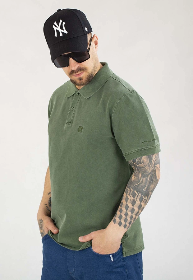 T-shirt Polo Pit Bull Washed Pique Small Logo sage green