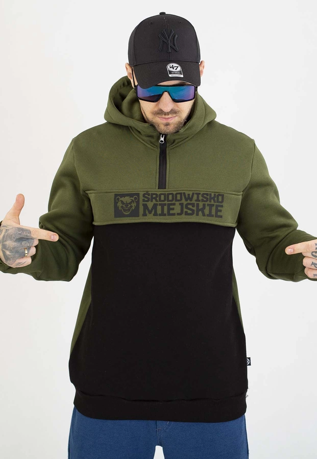Bluza Środowisko Miejskie Z Kapturem Essential Bear khaki czarna