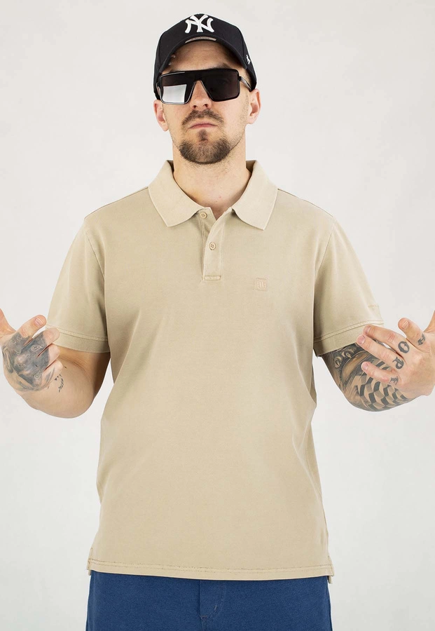 T-shirt Polo Pit Bull Washed Pique Small Logo pale sand