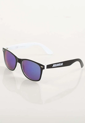 Okulary Jigga Wear Name Contrast Wayfarer Black White Blue Mirror