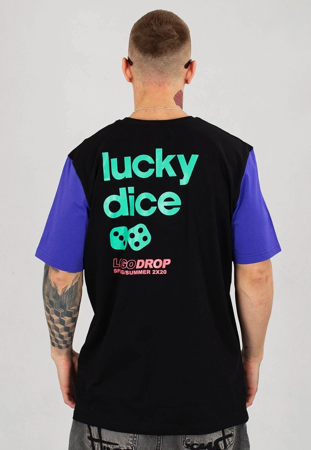 T-shirt Lucky Dice Back czarno fioletowy