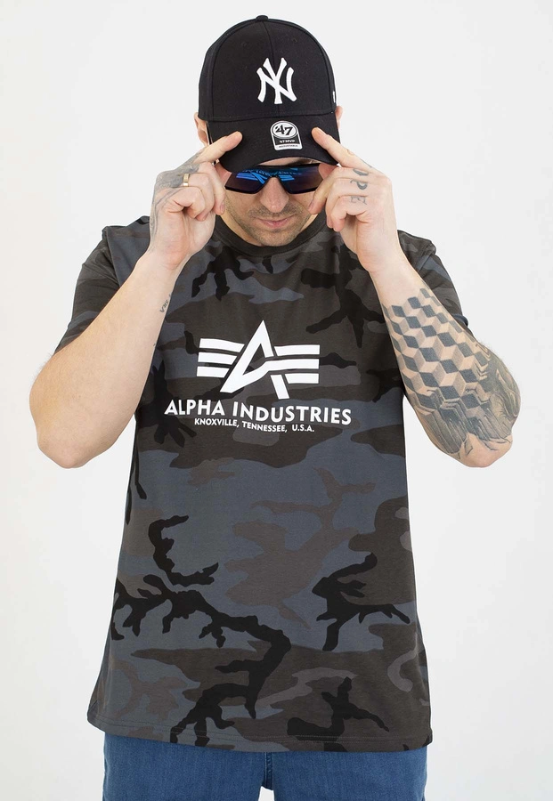 T-shirt Alpha Industries Basic 100501C czarny camo