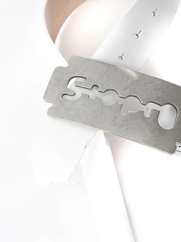 Pasek Stoprocent Razor biało srebrny