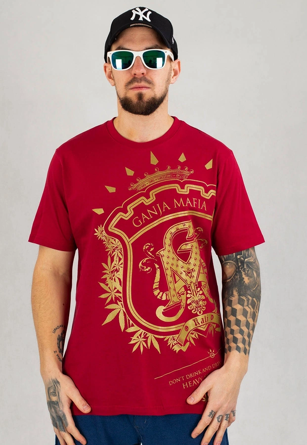 T-shirt Ganja Mafia Herb Big Gold bordowy