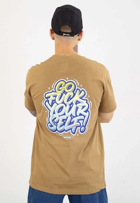 T-shirt Motive Yourself Back beżowy