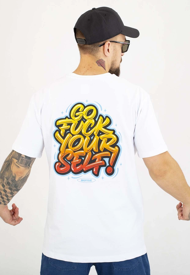 T-shirt Motive Go Back biały