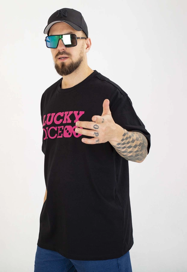 T-shirt Lucky Dice Baggy LD Classic czarno różowy