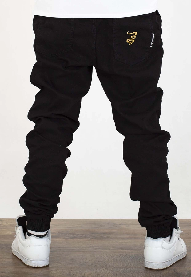 Spodnie Grube Lolo Dymek Back Haft czarno złote