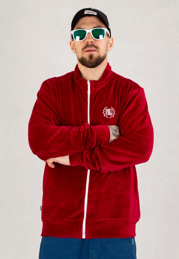 Bluza Diil Bez Kaptura Welur bordowa