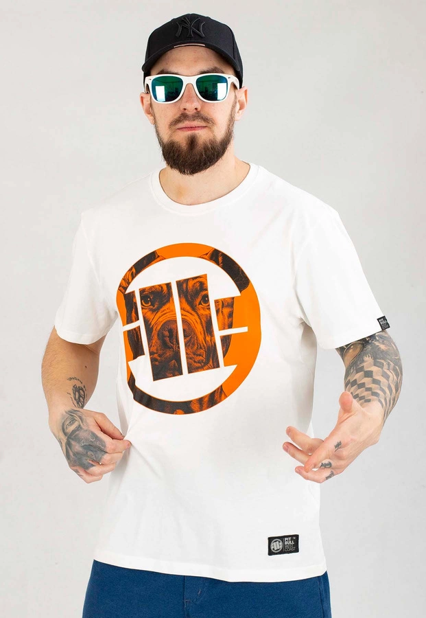 T-shirt Pit Bull Orange Dog 24 biały