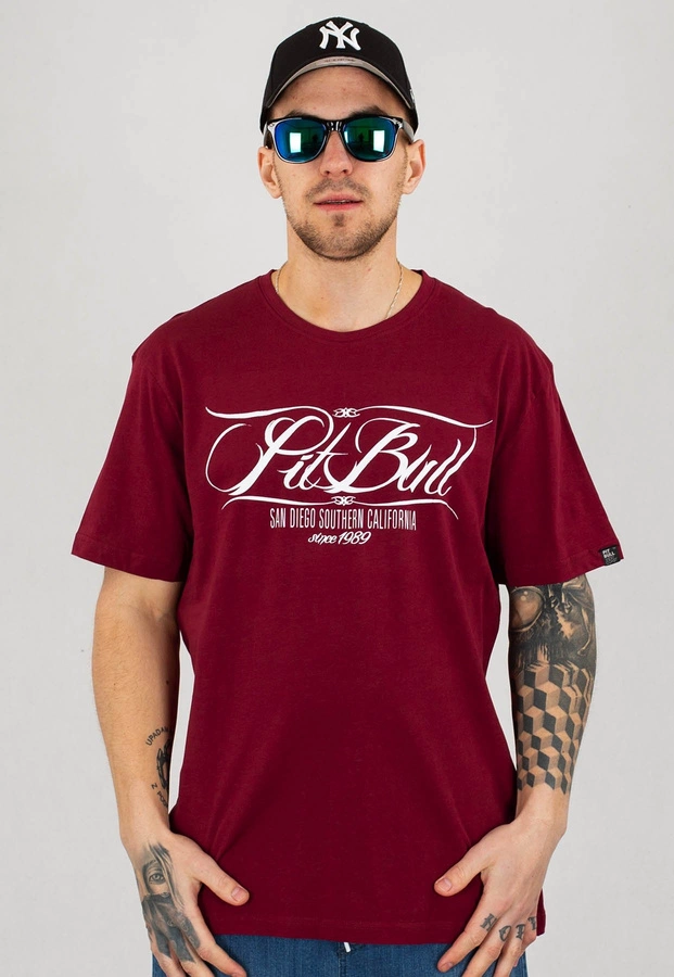 T-shirt Pit Bull Oldschool PB bordowy