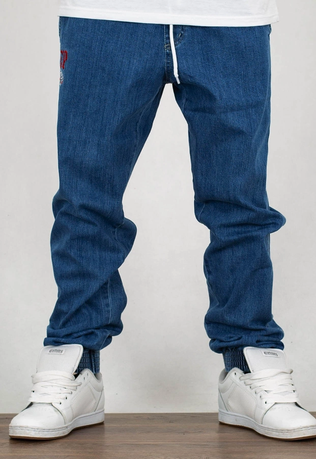 Spodnie El Polako Joggery Slim Jeans z Gumą Ep Cow light