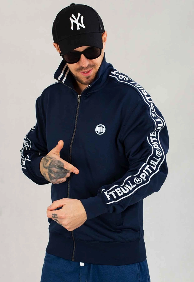 Bluza Pit Bull Bez Kaptura Zip Oldschool Tape Logo granatowa