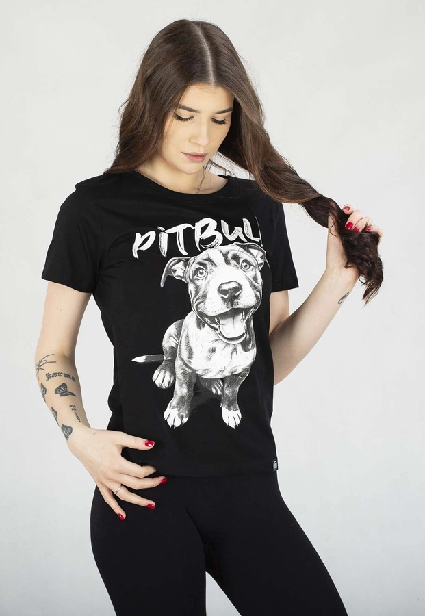 T-Shirt Pit Bull Slim Fit Puppy czarny