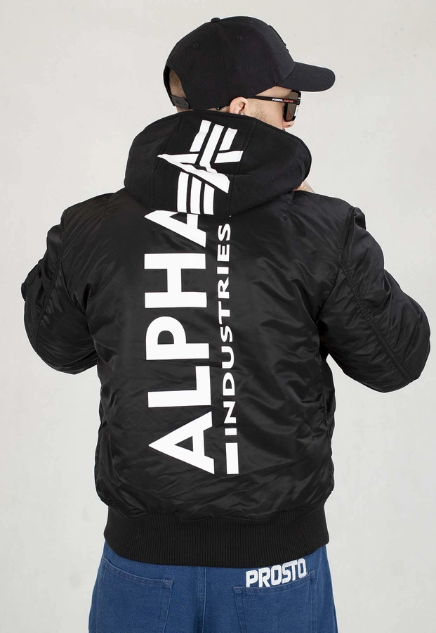 Kurtka Alpha Industries Zimowa MA-1 ZH Back Print 128113 czarno biała