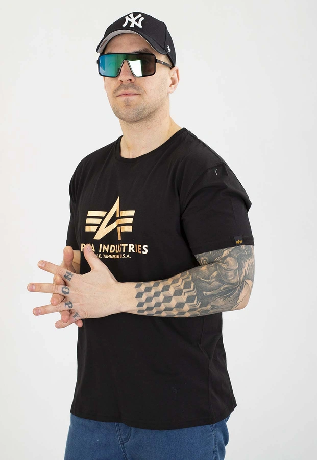 T-shirt Alpha Industries Basic 100501FP czarno złoty