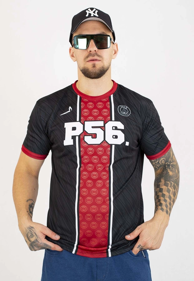 T-shirt Dudek P56 Palę Sobie Grass Football czarno czerwony